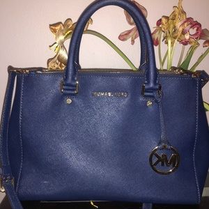 Michael Kors Sutton Saffiano Leather Satchel Navy